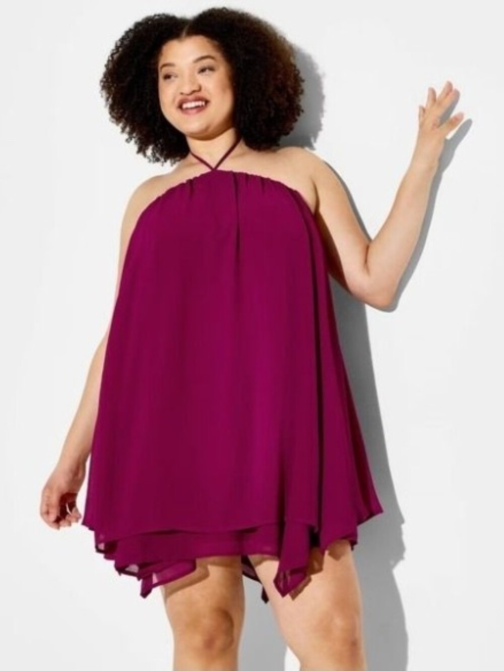 Wild Fable Women's Flowy Trapeze Mini Shift Dress Berry Purple Size XL